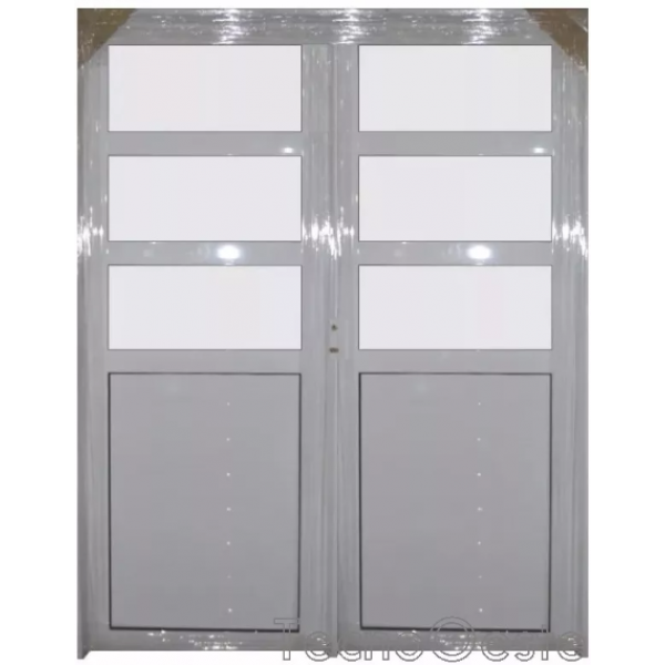 Puerta Doble Aluminio 1/2 Vidrio Repartido horizontal 160x200